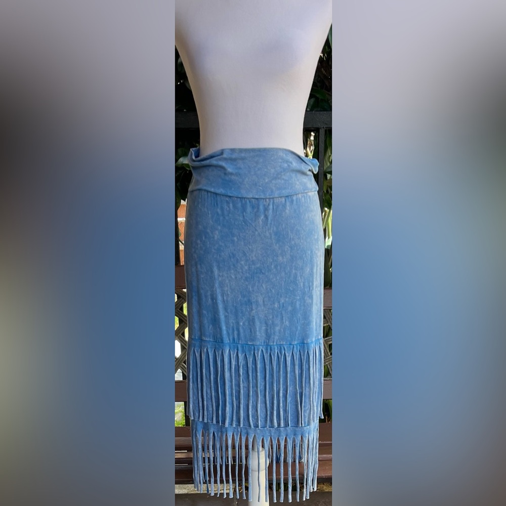 Blue Buttercup Fringe Skirt Mineral Wash View 2